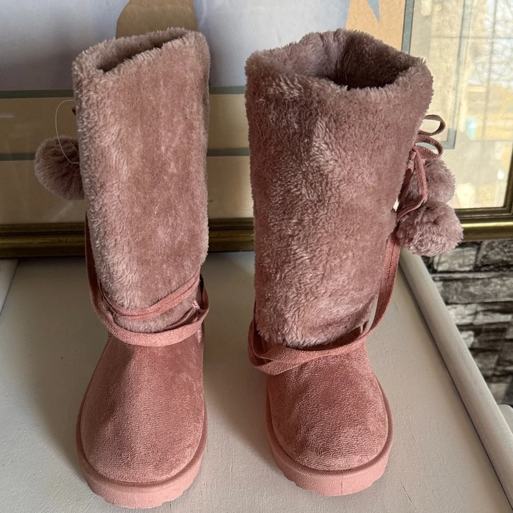 Pink fur warm winter kids Boots - Picture 1 of 5